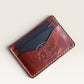 Safir Leather brown handmade Italian leather cardholder with 5 slots and organic stitching