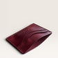 Safir Leather burgundy handmade Italian leather cardholder with 5 card slots and organic stitching.