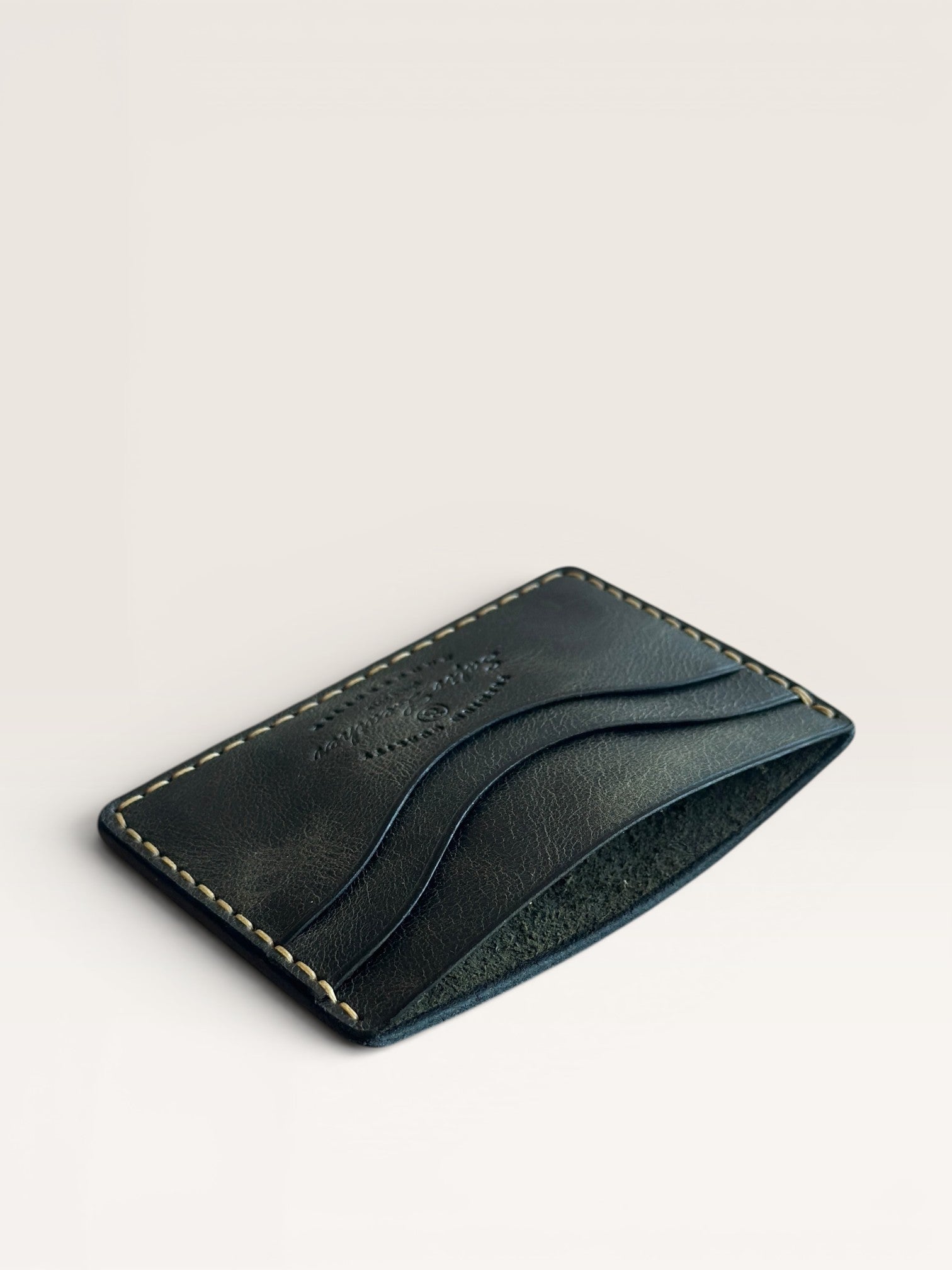 Safir Leather dark brown handmade Italian leather cardholder with 5 compartments and organic stitching.