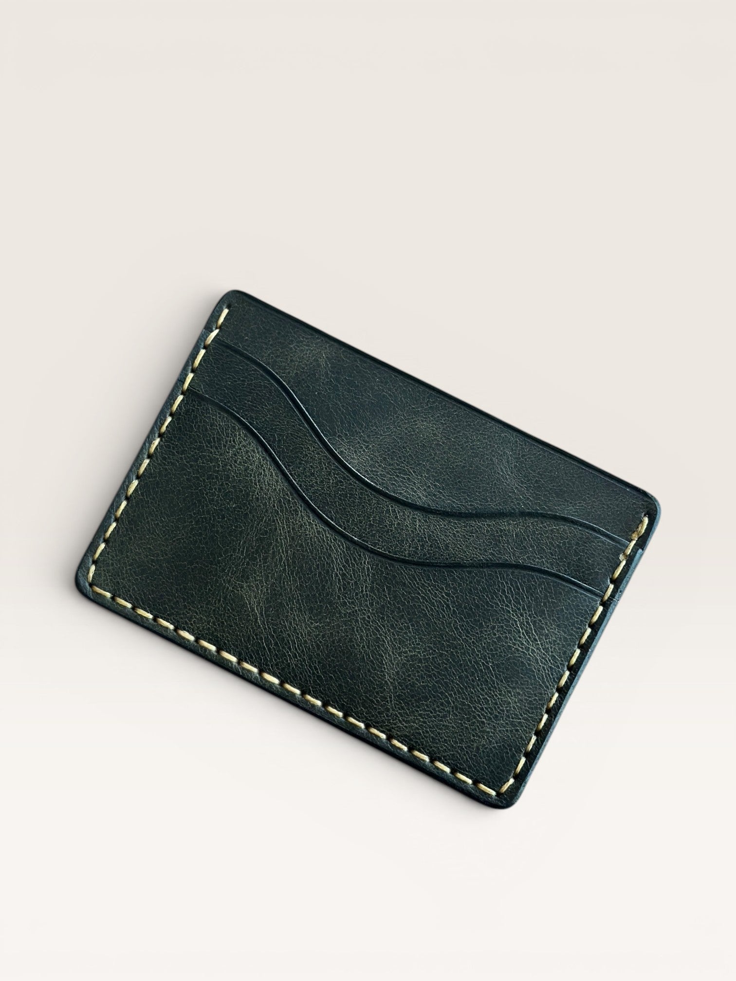 Safir Leather dark grey handmade Italian leather cardholder with 5 compartments and contrast stitching.