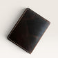 Safir Leather Italian dark brown genuine leather minimalist wallet with contrast stitching.