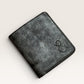 Safir Leather el yapımı, gri-siyah İtalyan derisi, minimalist cüzdan. Kart ve nakit için pratik.