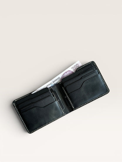 Safir Leather İtalyan deri haki renkli, 8 kart bölmeli ve nakit para gözlü, şık erkek cüzdanı