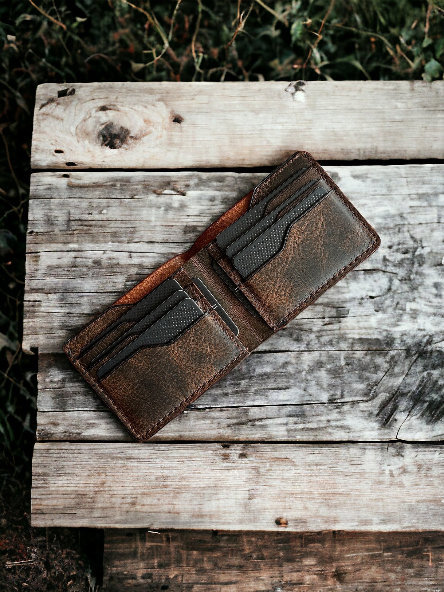 Safir Leather İtalyan deri kahve taba rengi, 8 kart bölmeli ve nakit para gözlü, unisex cüzdan