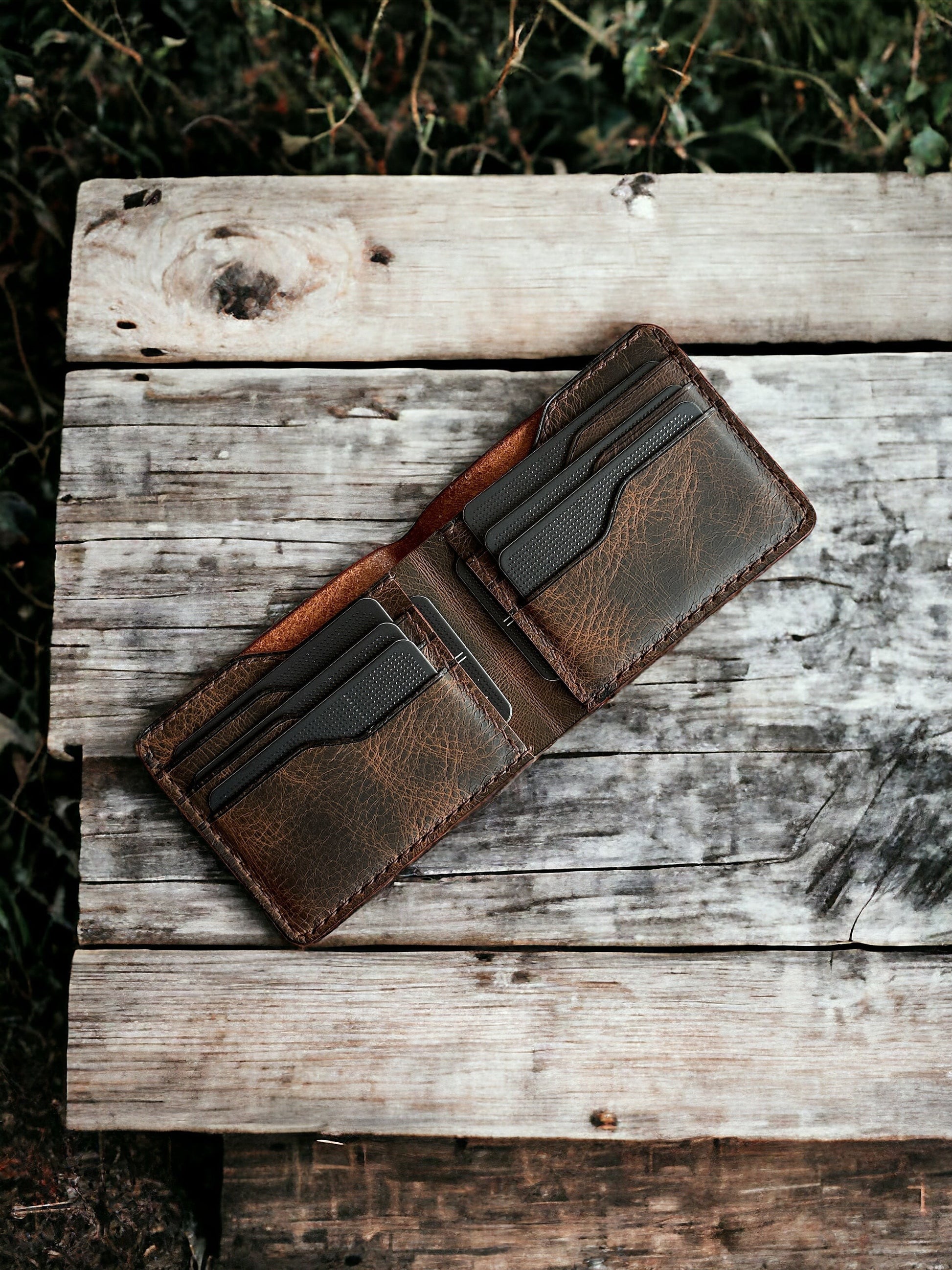 Safir Leather İtalyan deri kahve taba rengi, 8 kart bölmeli ve nakit para gözlü, unisex cüzdan
