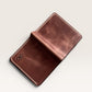 Safir Leather özel renk İtalyan deri cüzdan, el yapımı, kahverengi, dikiş detaylı, minimal tasarım.