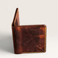 Safir Leather kahverengi İtalyan deri özel cüzdan, elde dikilmiş, minimal tasarım, 8.5x10 cm.