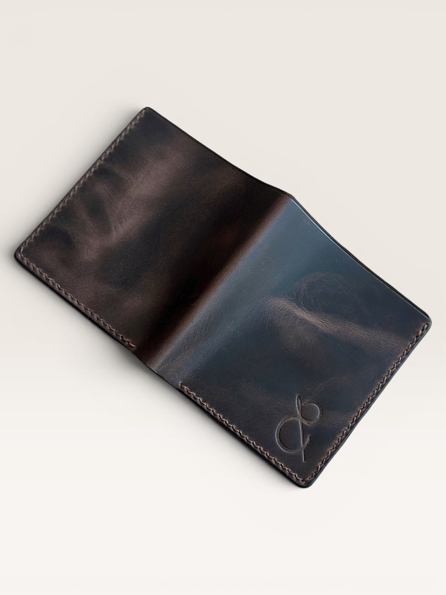 Safir Leather Babil model kahverengi İtalyan deri cüzdan, el yapımı, 10x9cm kapalı boyut.