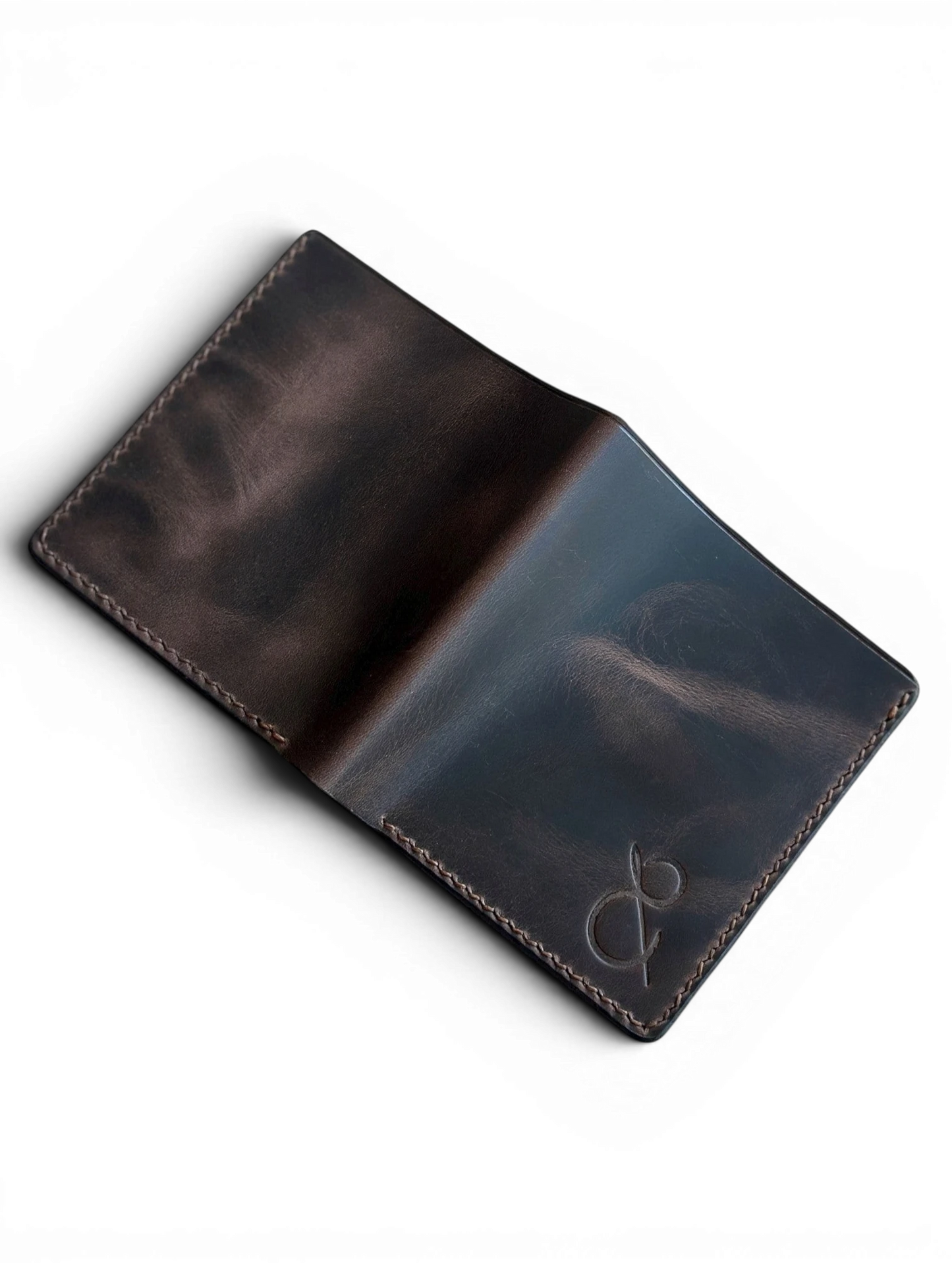 Safir Leather Babil model kahverengi İtalyan deri cüzdan, el yapımı, 10x9cm kapalı boyut.