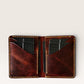 Safir Leather kahverengi İtalyan deri Viking cüzdan, elde dikilmiş, minimal tasarım, 10 kart kapasiteli.