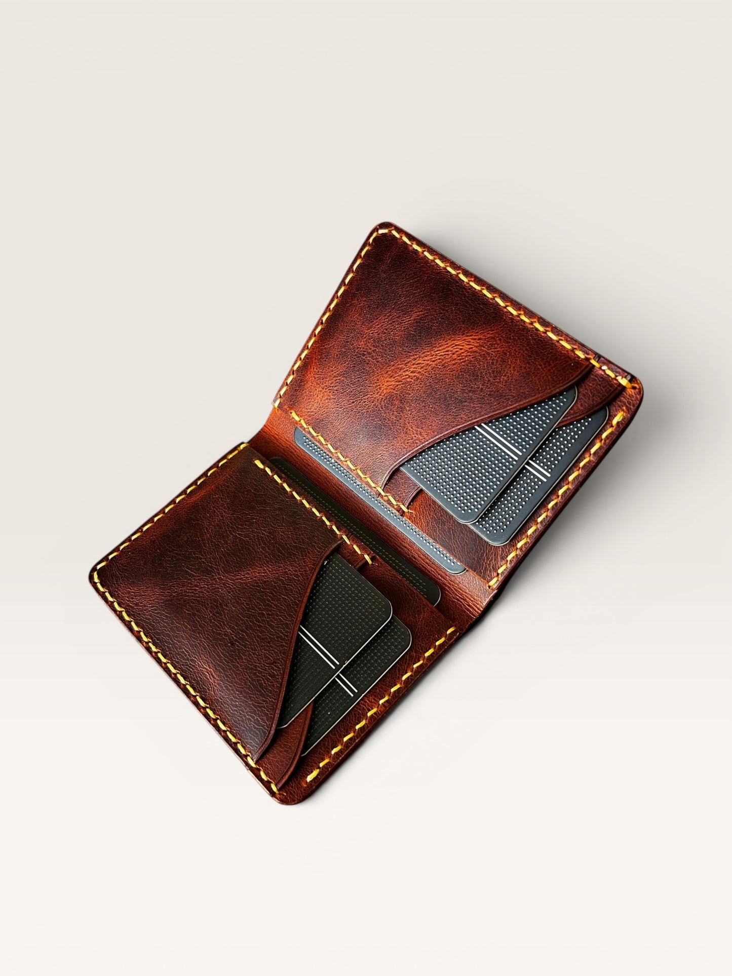 Safir Leather el yapımı kahverengi İtalyan deri Viking cüzdan, 10 kart kapasiteli, vintage stil.