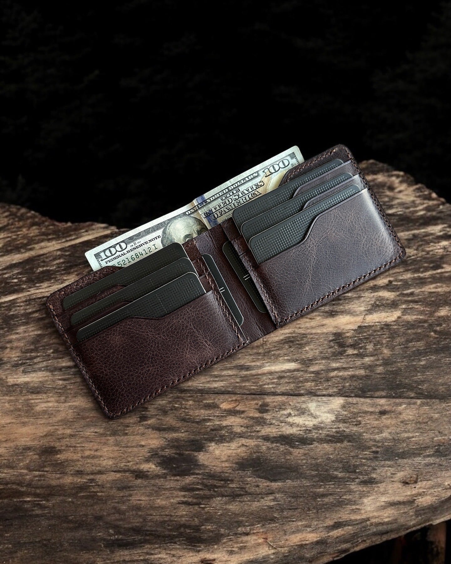 Safir Leather kahve rengi, İtalyan derisi, 8 kart bölmeli ve nakit para gözlü erkek cüzdanı.