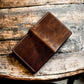 Safir Leather kahverengi İtalyan deri, el yapımı, dikişli, minimalist cüzdan.