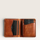 Safir Leather el yapımı, kahverengi hakiki deri cüzdan, kart bölmeli, 10x8.5 cm