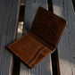 Safir Leather kahverengi deri kartlık cüzdan, el yapımı, minimal tasarım, 8-12 kart kapasiteli.