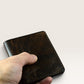Safir Leather el yapımı kahverengi deri kartlık cüzdan, vintage tarzı, 10x9 cm boyutlarında, 8-12 kart kapasiteli.