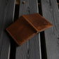Safir Leather kahverengi deri kartlık cüzdan, el yapımı, minimal tasarım, 10.4x8 cm.