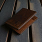 Safir Leather kahverengi deri kartlık cüzdan, el yapımı, minimal tasarım, 10.4x8 cm boyutlarında, 8-12 kart kapasiteli.
