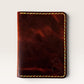 Safir Leather, kahverengi İtalyan derisi, 6 kart bölmeli, el yapımı, dikişli, unisex kartlık