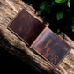 Safir Leather el yapımı kahverengi hakiki deri klasik cüzdan, minimal tasarım, 10 kart kapasiteli.
