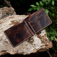 Safir Leather, kahverengi, hakiki deri, klasik, el yapımı, minimalist erkek cüzdanı. 10 kart kapasiteli.