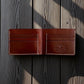 Safir Leather kızıl vajetal deri cüzdan, el yapımı, mumlu dikişli, minimal ve vintage tasarımlı iç görünüm.