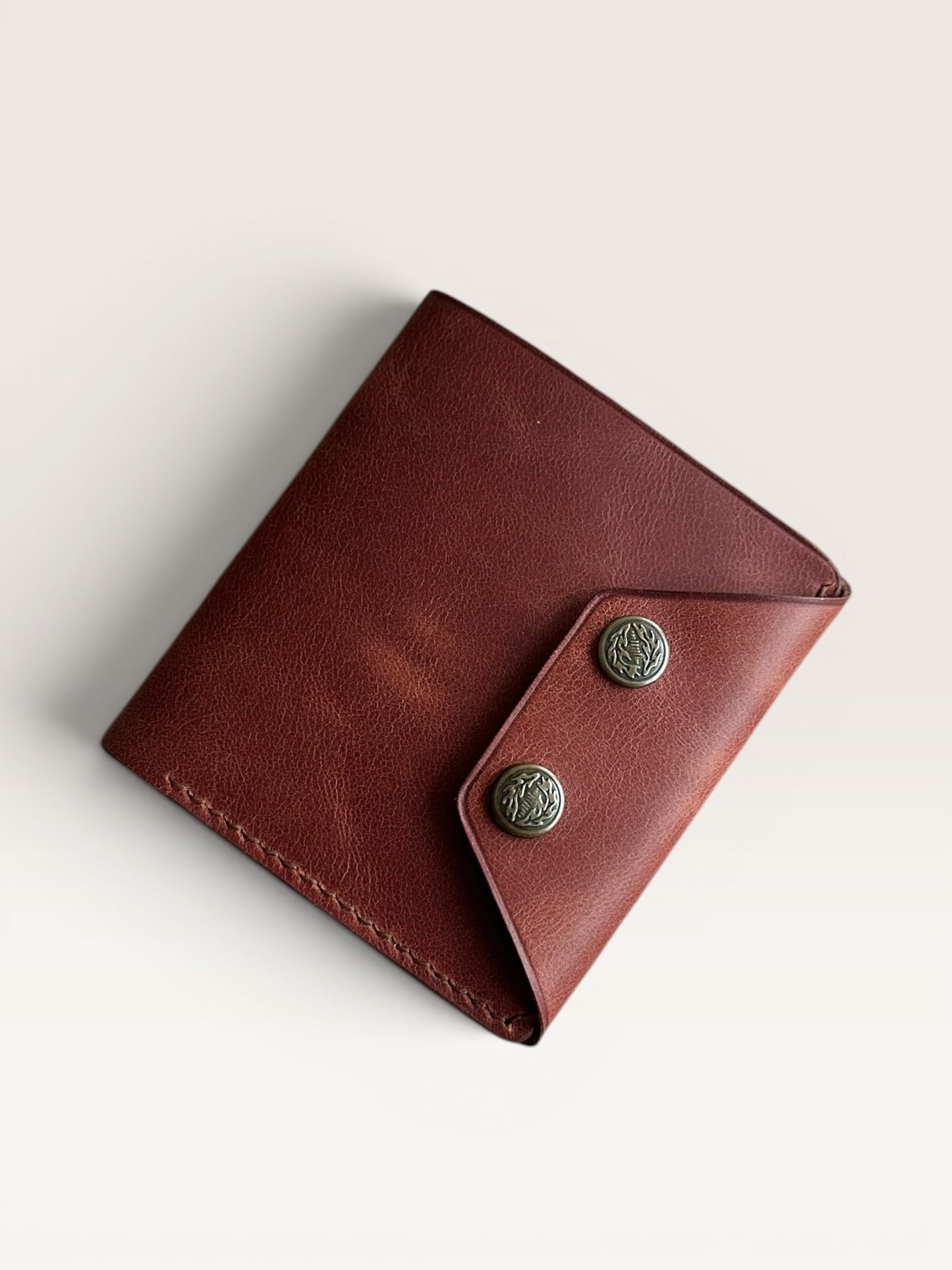Safir Leather Babil Lock hakiki deri cüzdan, kızıl kahve rengi, 10x9 cm.