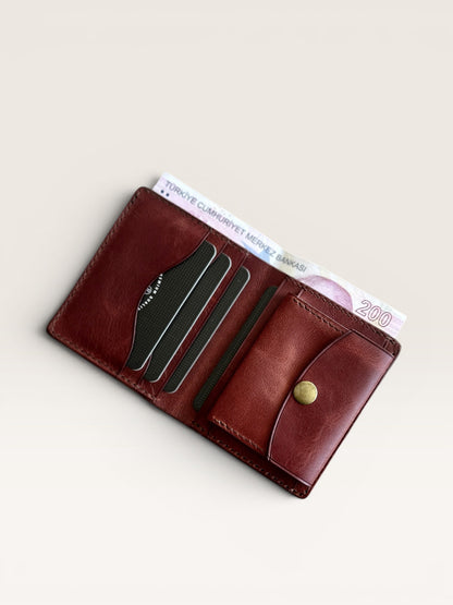 Safir Leather Babil PB Kızıl Kahve İtalyan deri cüzdan, el yapımı ürün görseli 1.