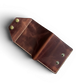 Safir Leather Montana kızıl kahve el yapımı İtalyan deri cüzdan, çıtçıtlı kapaklı tasarım ve taba renk dikişli detaylar.