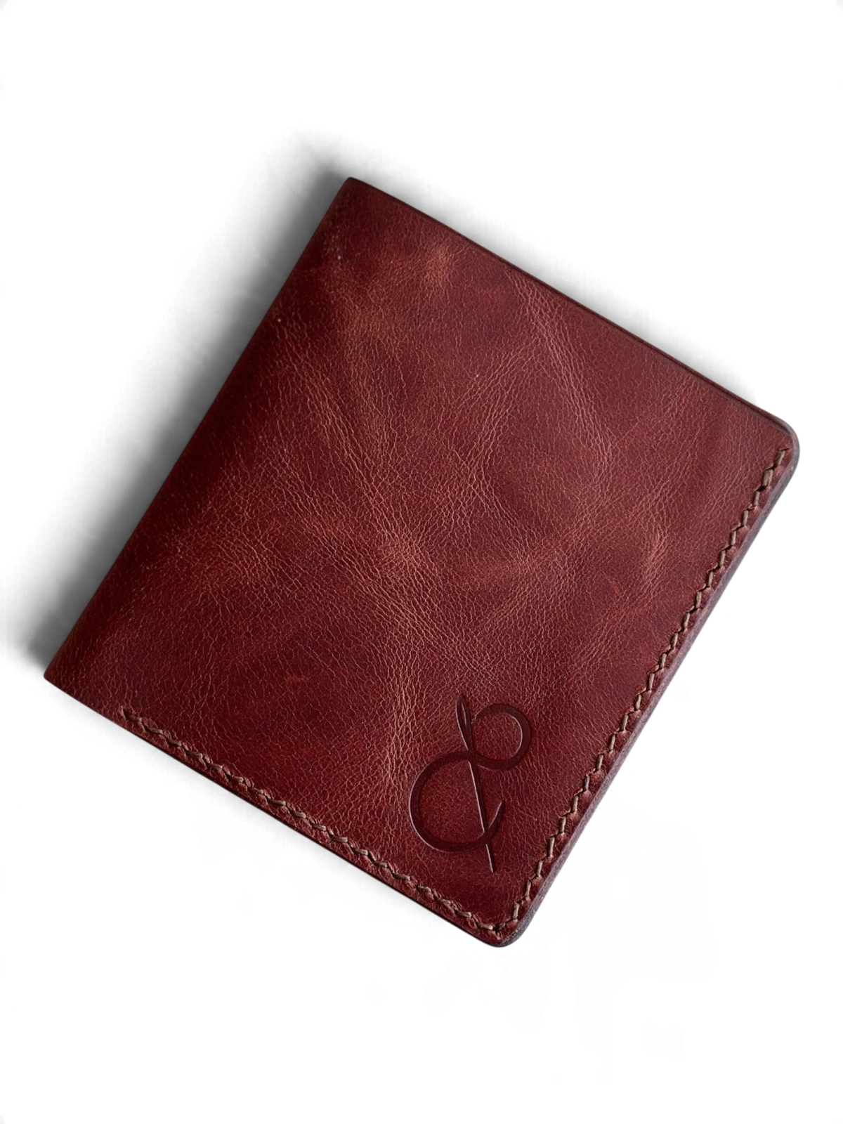 Safir Leather el yapımı, kızıl kahve İtalyan derisi cüzdan. Minimalist tasarım, pratik kullanım.