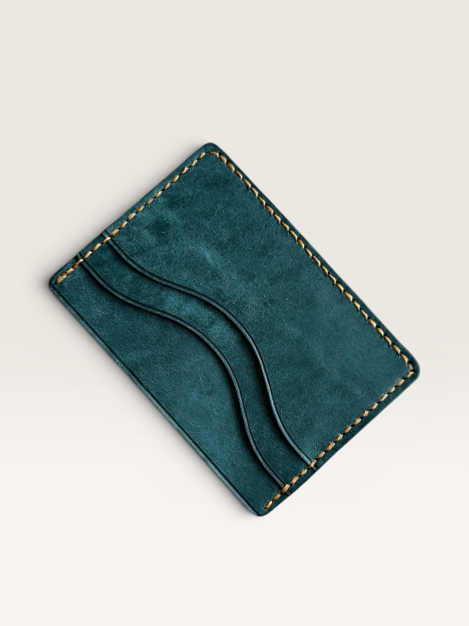 Safir Leather Milano deep blue genuine leather handmade cardholder with 5 slots and contrast stitching.