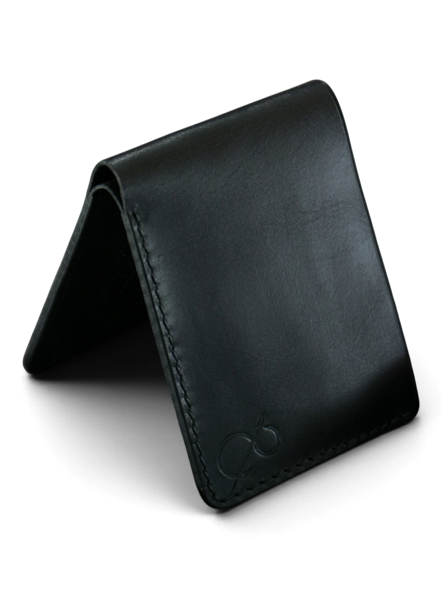 Safir Leather siyah el yapımı hakiki deri cüzdan, minimal ve şık tasarımlı, dayanıklı mumlu dikişli klasik model.