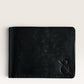 Safir Leather, siyah, hakiki deri, minimalist, el yapımı, klasik cüzdan. Özel dikiş detaylı ve kabartma ampersand logolu.