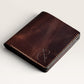 Safir Leather Babil model taba renk İtalyan deri cüzdan, el yapımı, 10x8.5 cm boyutlarında, kart ve para bölmeli.