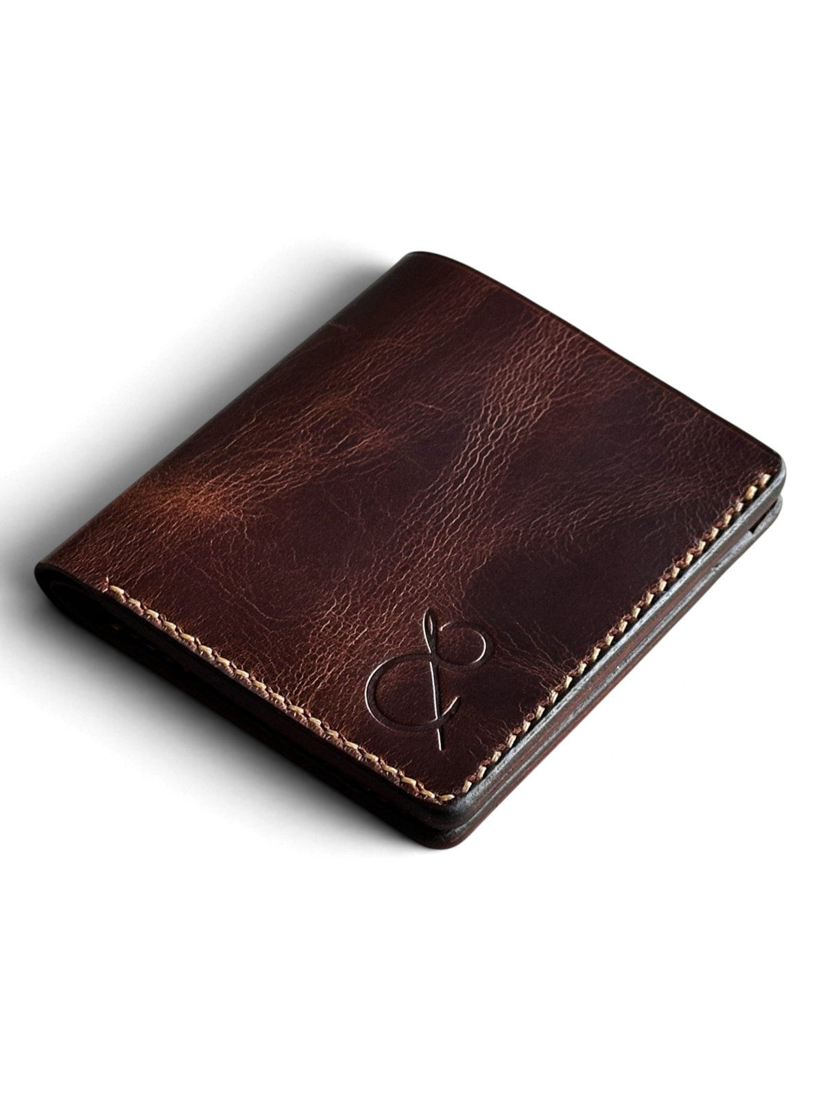 Safir Leather Babil model taba renk İtalyan deri cüzdan, el yapımı, 10x8.5 cm boyutlarında, kart ve para bölmeli.