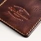 Safir Leather el yapımı taba renkli İtalyan deri cüzdan, el dikişli, 10x8.5 cm.
