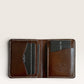 Safir Leather el yapımı taba rengi İtalyan deri cüzdan, kart bölmeli ve ince dikiş detaylı.