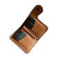 Safir Leather el yapımı taba rengi hakiki deri minimal cüzdan, kart bölmeli ve mumlu dikişli vintage tasarım
