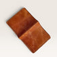 Safir Leather el yapımı taba rengi hakiki deri cüzdan, minimalist tasarım, kartlık ve nakit bölmeli.