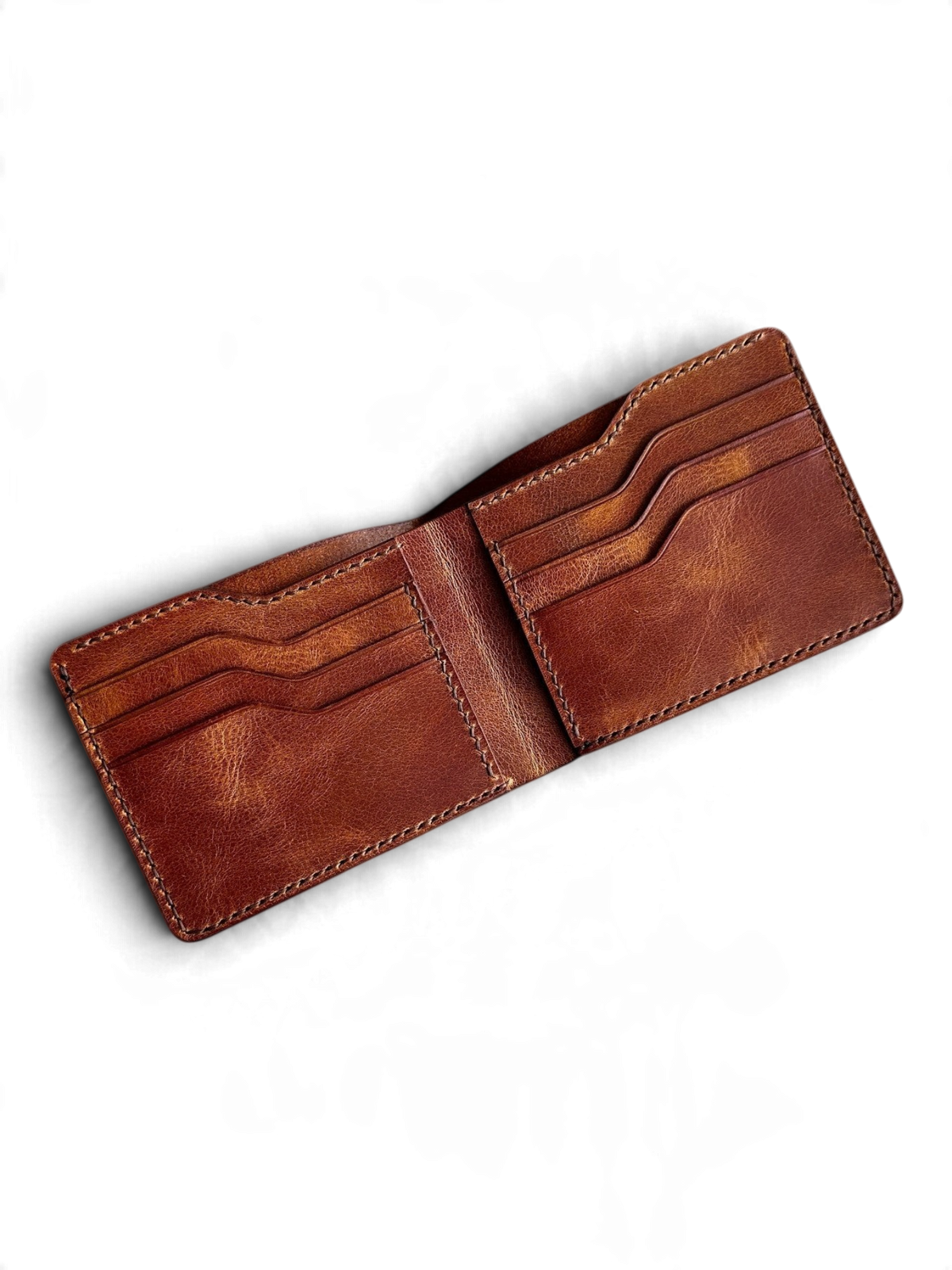 Safir Leather taba rengi, el yapımı, hakiki İtalyan deriden, 8 kartlık ve nakit bölmeli erkek cüzdanı.