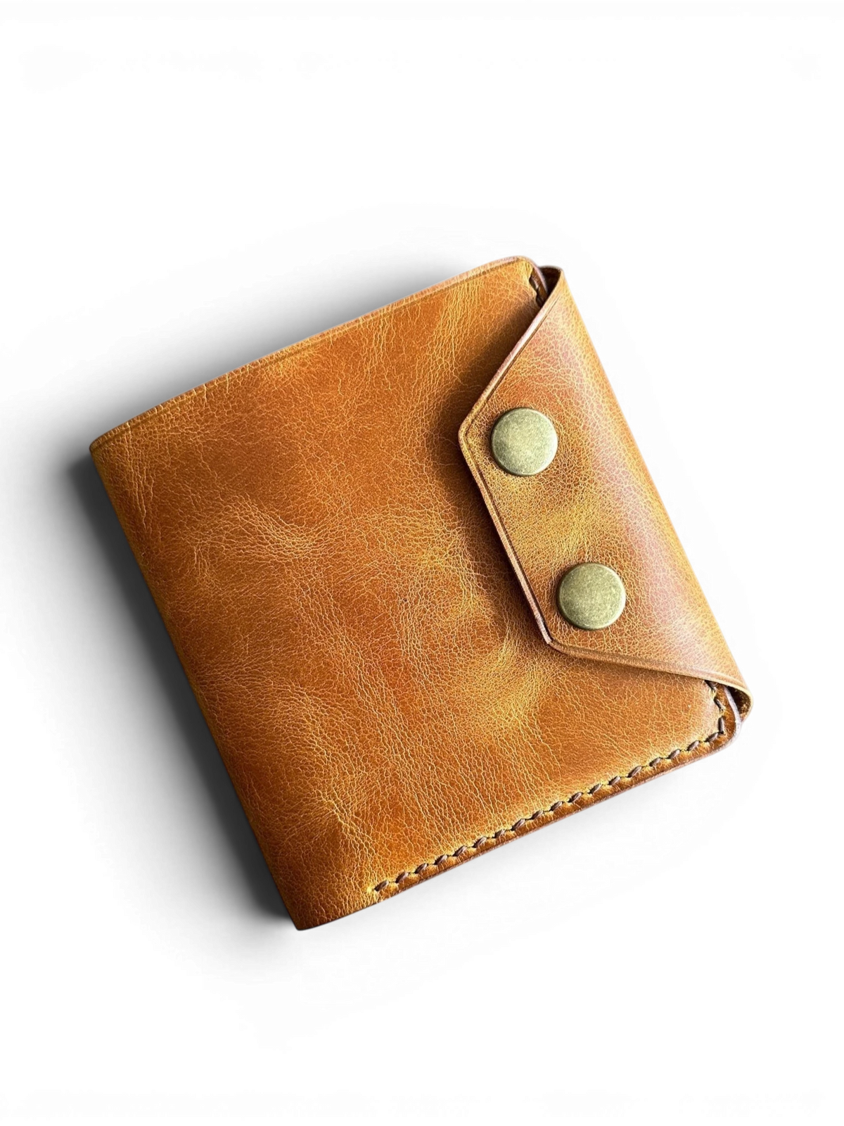 Safir Leather el yapımı taba rengi hakiki İtalyan deri kartlık cüzdan, çift çıtçıtlı kapama, 10-12 kart kapasiteli.