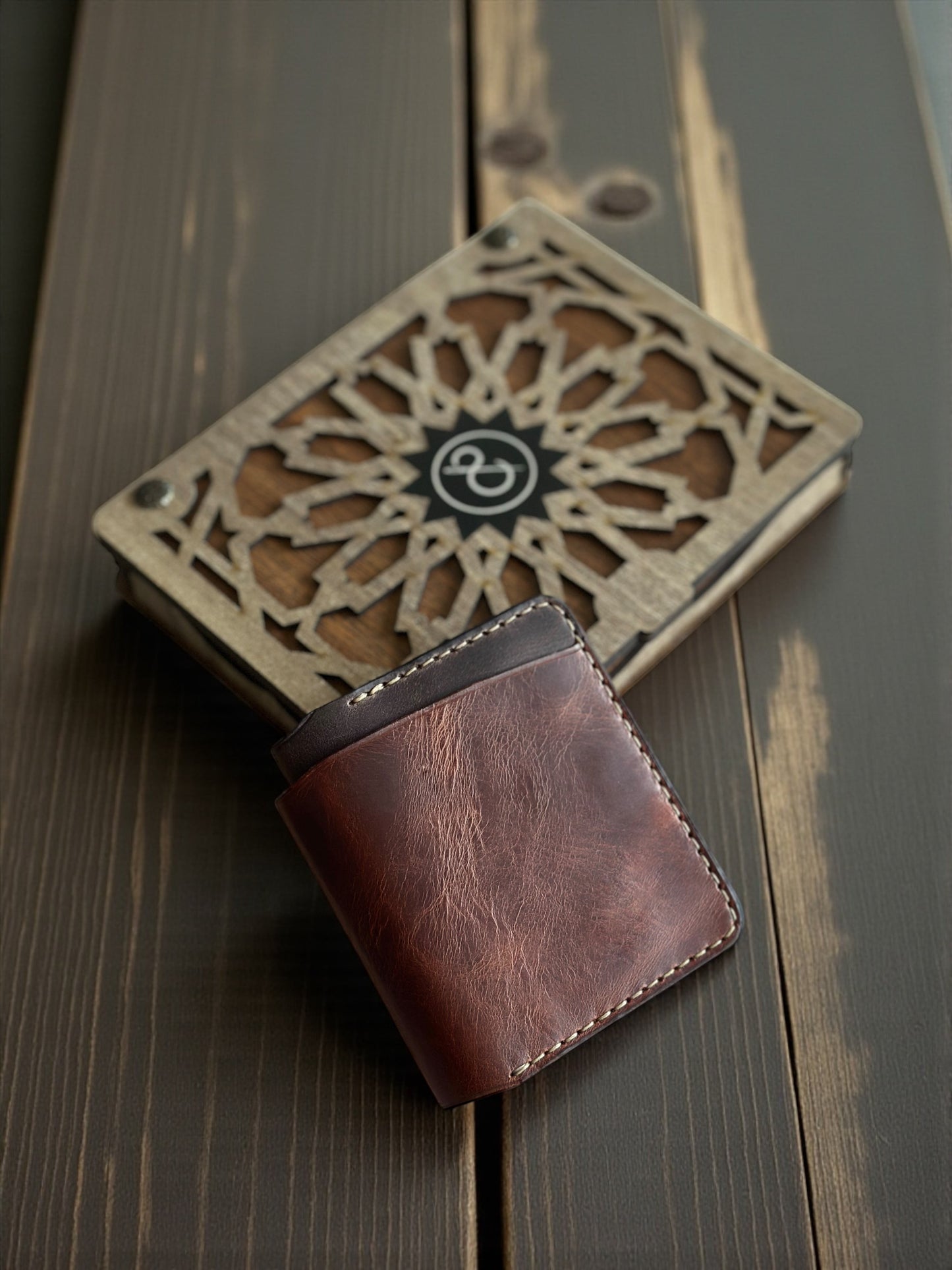 Safir Leather Torino el yapımı çıtçıtlı kahverengi hakiki deri kartlık cüzdan