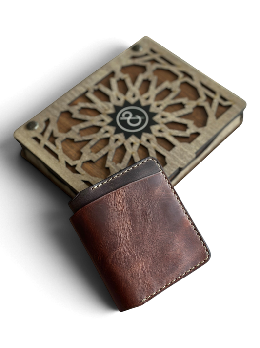 Safir Leather Torino el yapımı çıtçıtlı kahverengi hakiki deri kartlık cüzdan