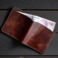 Safir Leather Torino hakiki İtalyan deri el yapımı çıtçıtlı kartlık cüzdan, kahverengi, nakit para bölmeli.