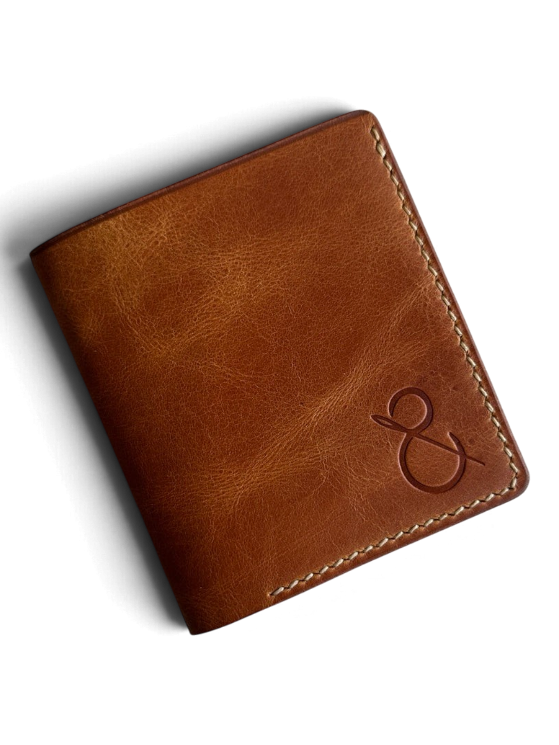 Safir Leather Sümer Cognac el yapımı İtalyan deri cüzdan, kapalı ön görünüm