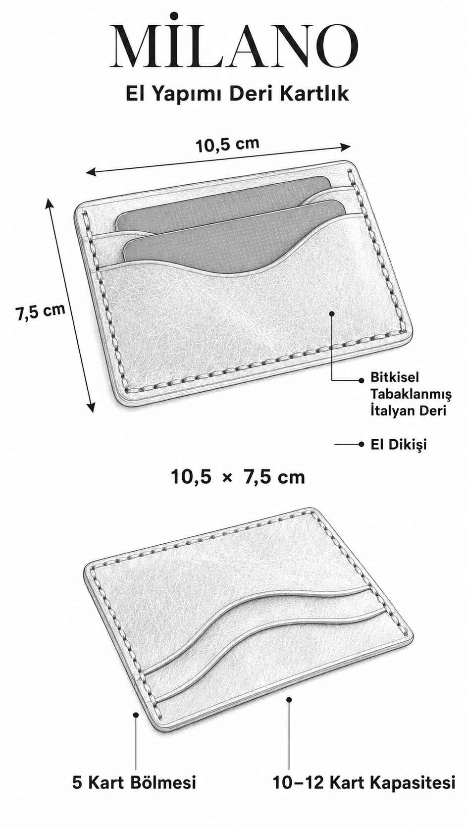 Kızıl Kahve Minimal Deri Kartlık